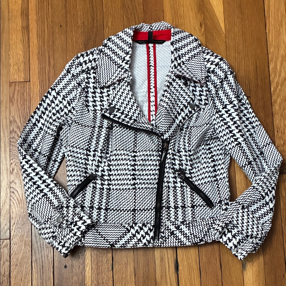 WHBM Black and White Houndstooth Women's Jacket size 4P